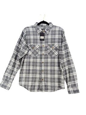 PX Shirt Mens Medium Gray Plaid Flannel Long Sleeve Button Up *NWT*